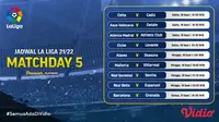 Jadwal dan Live Streaming Liga Spanyol 2021/2022 di Vidio Pekan Kelima, 18 Hingga 21 September 2021. (Sumber : dok. vidio.com)