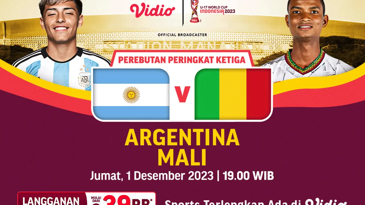 Siaran Langsung Piala Dunia U17 Perebutan Peringkat 3 Argentina vs Mali di Vidio