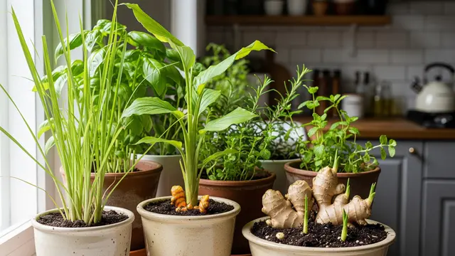 Ilustrasi Kebun Herbal di Dapur Rumah dengan Pot Kecil/Gemini AI