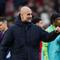 Pelatih Manchester City, Pep Guardiola, merayakan kemenangan atas Nottingham Forest pada laga pekan ke-18 Premier League di Stadion The City Ground, Sabtu (27/12/2025). (Joe Giddens/PA via AP)