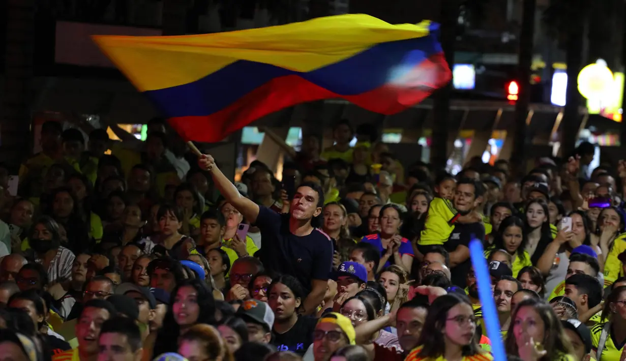 Kolombia berhadapan dengan Uruguay di semifinal Copa America 2024. (JAIME SALDARRIAGA/AFP)