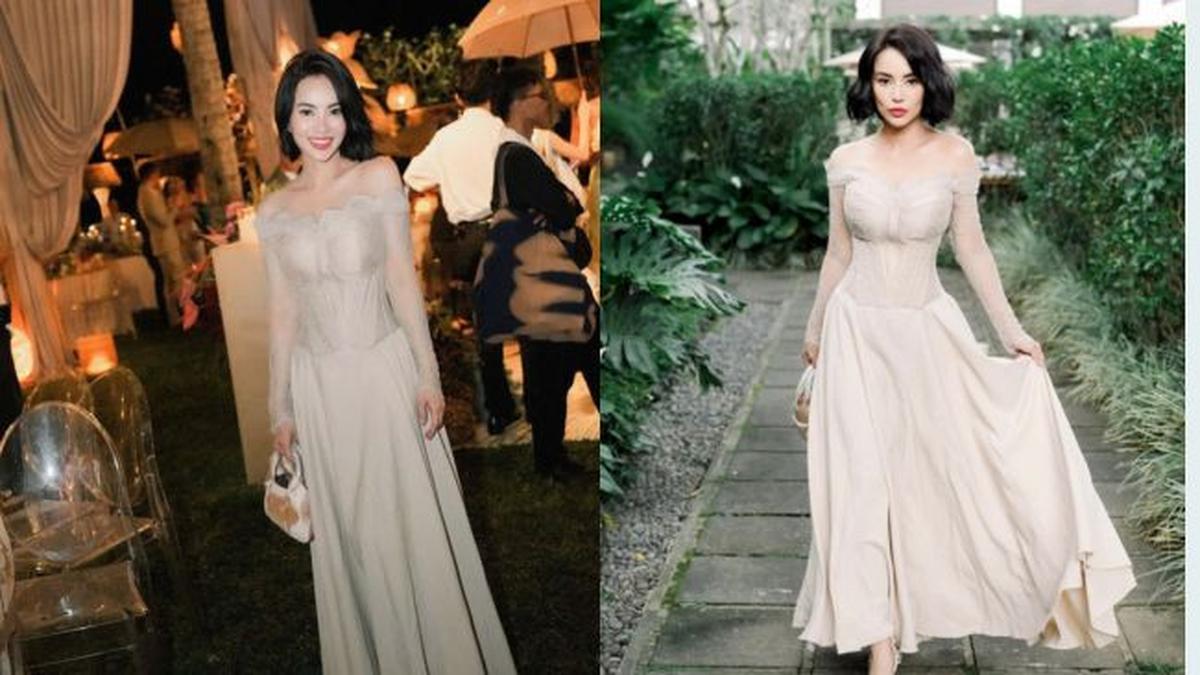 8 ⁠Model Gaun Brokat Modern Simpel Terbaru 2025, Gaya Dearly Teman Ari Lasso di Nikahan Luna Maya Curi Perhatian