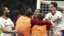 AS Roma sukses memetik kemenangan krusial di giornata kedelapan Serie A 2022/23. Bertamu ke markas Inter Milan, Il Lupi berhasil menang dengan skor 2-1. (Spada/LaPresse via AP)