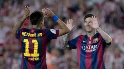Penjualan jersey dari Barcelona berada pada posisi ketiga dengan angka 1,15 juta per tahun. Jersey bernama Lionel Messi menjadi salah satu yang terlaris. (AFP Photo/Josep Lago)