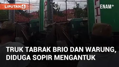 VIDEO: Truk Tronton Tabrak Mobil Brio dan Warung, Diduga Akibat Sopir Mengantuk