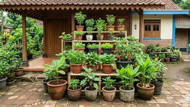 Mini Food Forest di Teras Rumah Kampung (Foto: Gemini AI)