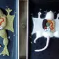 Boneka rajut kodok dan tikus dengan menampilkan isi organ dalamnya. Lucu kan?