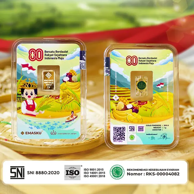 Menyambut HUT RI ke-80, EMASKU, brand emas batangan yang diproduksi oleh PT Hartadinata Abadi Tbk, mengeluarkan edisi khusus kemerdekaan series. (Dok Hartadinata)