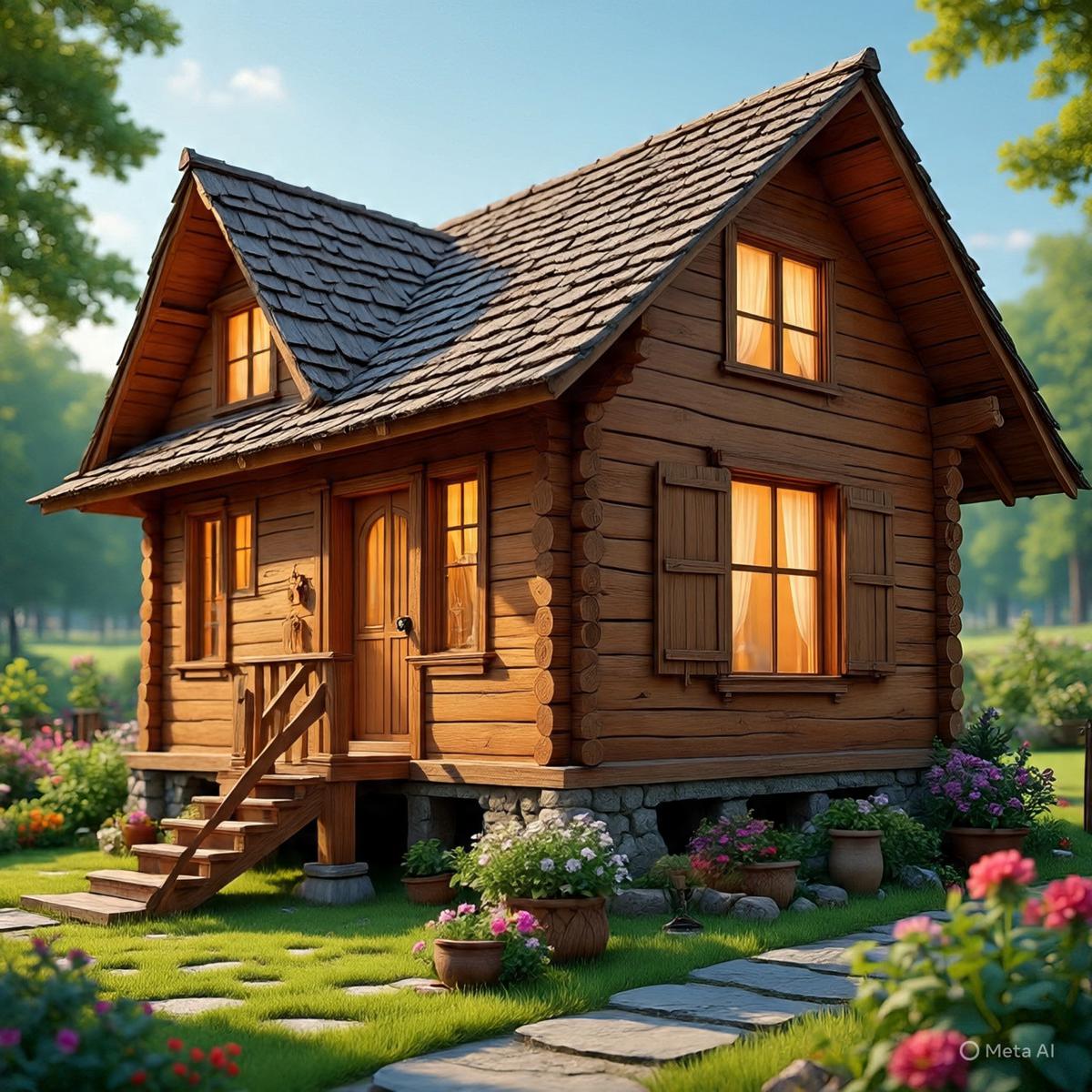 Ilustrasi Desain Rumah Kayu