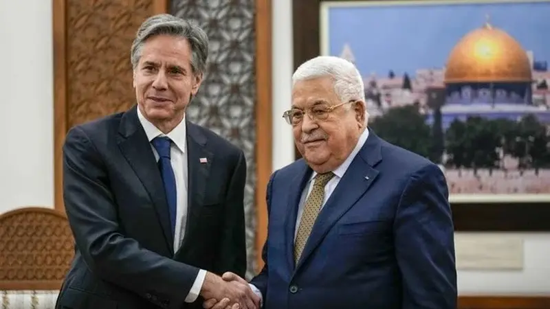 Presiden Palestina Mahmoud Abbas dan Menteri Luar Negeri AS Antony Blinken