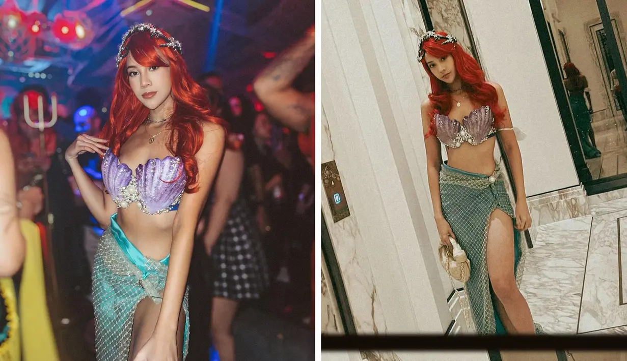 Foto kolase Anya Geraldine yang dibagikan di akun Instagram pribadinya saat dirinya merayakan Halloween. Artis cantik berusia 26 tahun tersebut mencuri perhatian dengan kostum mermaid. (Instagram/anyageraldine)