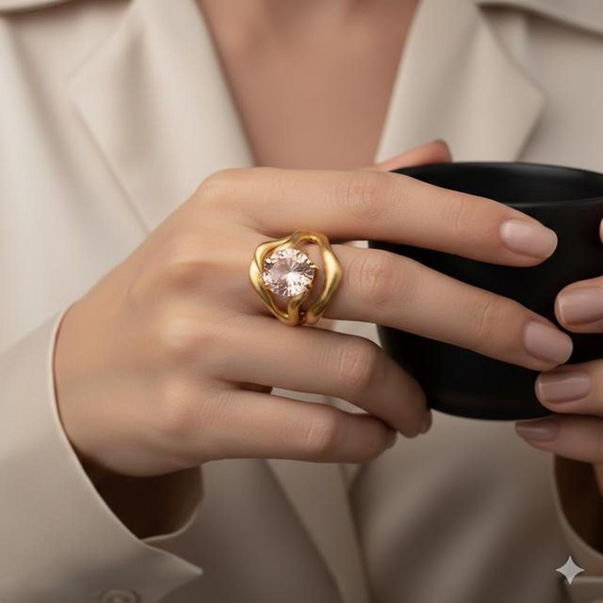 10 Model Cincin Emas Batu Morganite Tren 2026, Intip Desainnya