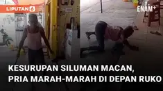 Seorang pria menunjukkan aksi mengerikan di depan sebuah ruko mengundang perhatian