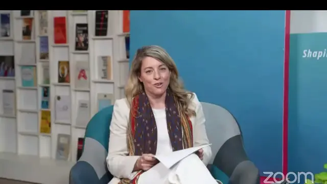 Menteri Luar Negeri (Menlu) Kanada Melanie Joly menyampaikan strategi pertama Kanada di kawasan Indo-Pasifik dalam diskusi FPCI bersama Dino Patti Djalal, Senin (11/4/2022).