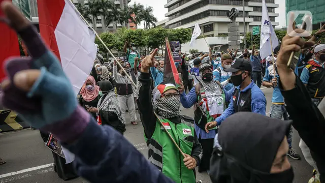 FOTO: Aksi Solidaritas Buruh untuk Rakyat Palestina