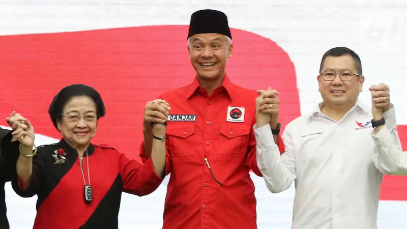 Megawati Soekarnoputri,  Hary Tanoesoedibjo dan Ganjar Pranowo