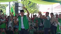 Sandiaga Salahudin Uno meminta dukungan kepada warga Gorontalo untuk kemenangan Ganjar Pranowo dan Mahfud Md (Arfandi Ibrahim/Liputan6.com)