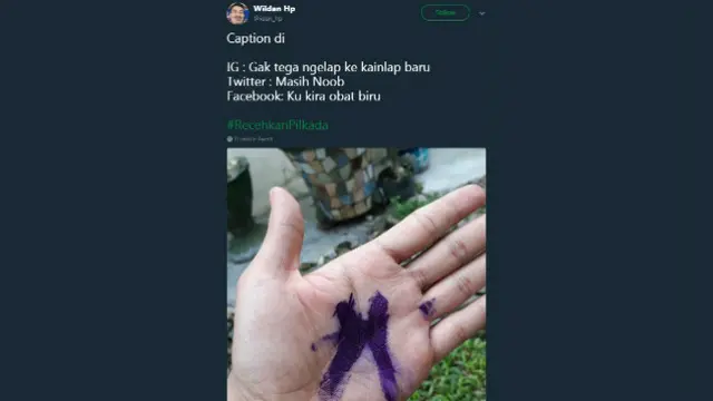 Biasanya, setelah melakukan pencoblosan, banyak masyarakat yang memamerkan potret tinta ungu di kelingkingnya.