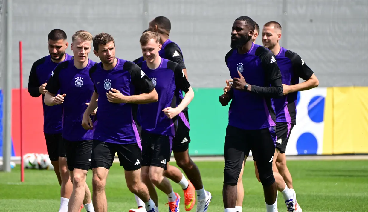 Jerman diprediksi akan kembali memenangkan laga kedua di Grup A Euro 2024 melawan Hungaria jika menilik performa dan kelengkapan skuad yang ada. (Tobias SCHWARZ / AFP)