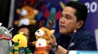 Ketua Inasgoc, Erick Thohir saat konferensi pers terkait kegiatan torch relay atau kirab obor Asian Games 2018. (Humas Inasgoc)