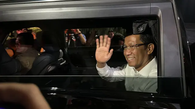 Menteri Hukum dan Hak Asasi Manusia (Menkumham) Supratman Andi Agtas usai menghadiri pembekalan calon menteri kabinet pemerintahan Prabowo Subianto.