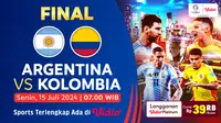 Link Siaran Langsung Final Copa America: Argentina Vs Kolombia di Vidio. (Sumber: dok. vidio.com)