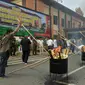 Pemusnahan barang bukti narkotika di Mapolda Lampung denga cara dibakar. Foto (Liputan6.com/Ardi)