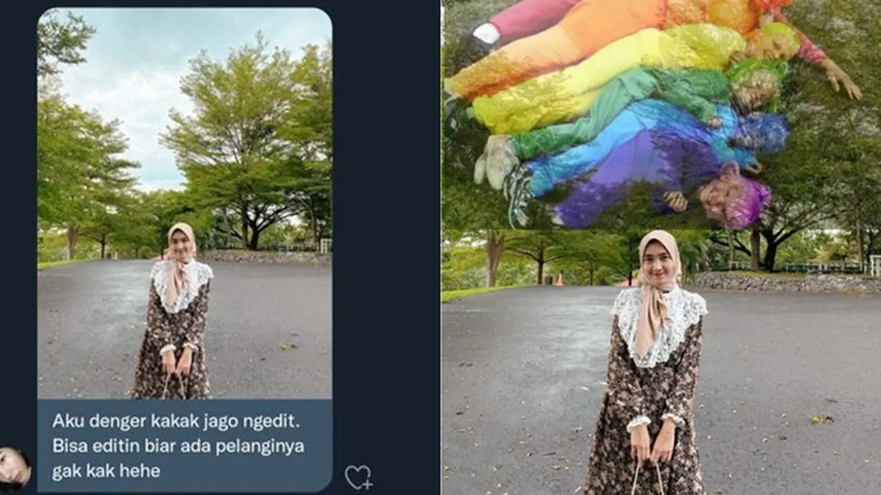 Cewek Ini Minta Fotonya Diedit Ada Pelangi, 6 Kreasi Netizen Kocak