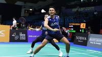 Pasangan ganda putra Indonesia, Fajar Alfian/Muhammad Rian Ardianto, melewati adangan pertama pada Kejuaraan Bulutangkis Asia 2023. (PBSI)