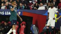 Penyerang Arsenal, Gabriel Jesus, berhasil mencetak satu gol dan satu assist sekaligus membawa timnya menang 2-1 atas Sevilla pada laga ketiga Grup B Liga Champions di&nbsp;Estadio Ramon Sanchez Pizjuan, Sevilla, Rabu (25/10/2023) dini hari WIB.&nbsp;(AP Photo/Jose Breton)