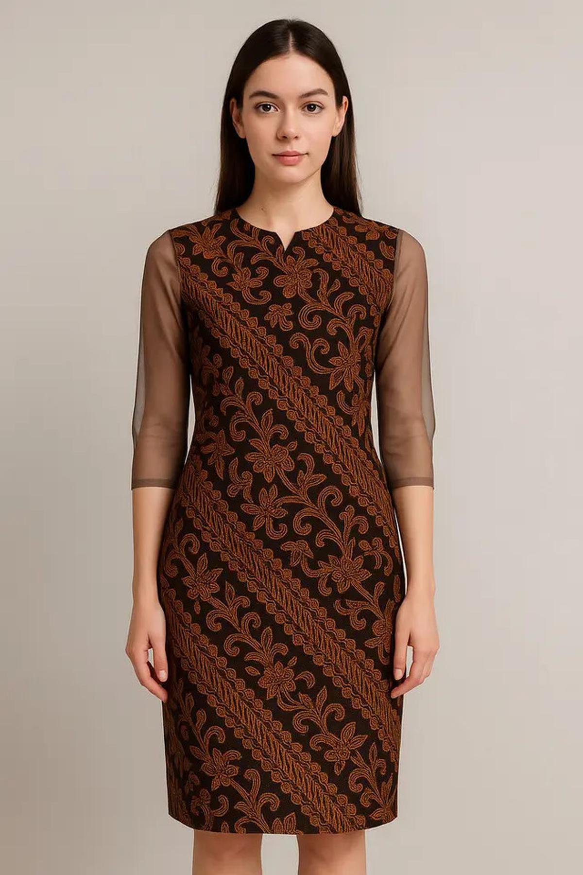 7 Model Dress Batik Kombinasi Lengan Organza, Klasik dengan Sentuhan Modern