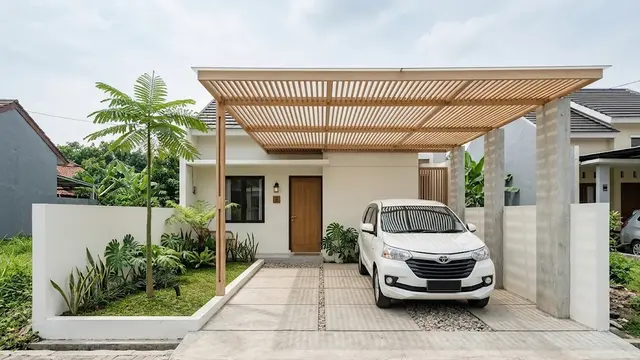 Kanopi Carport Kayu Ramping ala Japandi