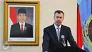 Minister of Justice Australia Michael Keenan l memberi keterangan saat penandatanganan kerja sama PPATK dan AUSTRAC di Jakarta, Rabu (1/2). (Liputan6.com/Angga Yuniar)