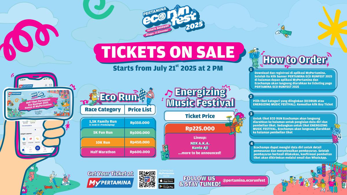 Penjualan Tiket Pertamina Eco RunFest 2025 Dibuka 21 Juli 2025, Cek Cara Beli dan Daftar Harganya!