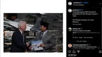 Menhan Prabowo Subianto menandatangani MoU pembelian 24 pesawat tempur di markas perusahaan pesawat Boeing di St Louis, Missouri. (Instagram @prabowo)