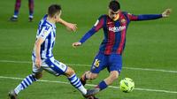 Gelandang Barcelona, Pedri, menyebut kunci kemenangan 2-1 yang diraih timnya atas Real Sociedad adalah motivasi dan semangat tak ingin menyerah. (AFP/Lluis Gene)
