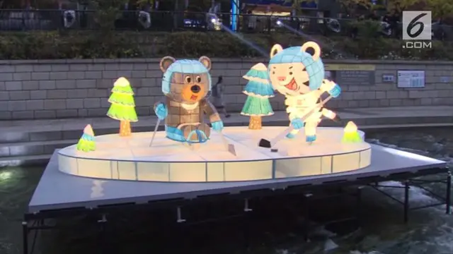 Festival lentera tahunan di Seoul menerangi sungai di pusat kota Seoul, bertujuan mempromosikan Olimpiade musim dingin Pyeongchang 2018