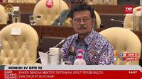 Menteri Pertanian Syahrul Yasin Limpo dalam Rapat Kerja dengan Komisi IV DPR RI, Senin (23/5/2022). Rapat kerja ini membahas mengenai penanganan penyakit mulut dan kuku (PMK).