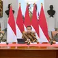 Presiden Joko Widodo di Istana Merdeka saat menggelar konferensi pers larangan ekspor bauksit, Rabu (21/12/2022).
