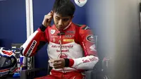 Pembalap Indoensia, Mario Suryo Aji saat tampil pada kualifikasi Moto3 FIM CEV 2019 di Ricardo Tormo, Valencia, (Sabtu 9 November 2019) (Astra Honda Racing Team)