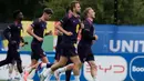 Latihan ini persiapan jelang berlaga di babak 16 besar Euro 2024 melawan Slovakia pada Minggu (28/6/2024) mendatang. (AP Photo/Thanassis Stavrakis)