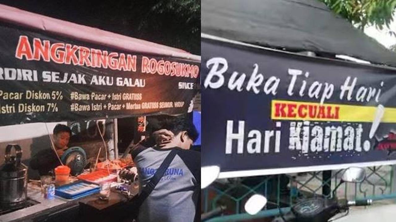 7 Potret Tulisan Spanduk Angkringan Nyeleneh Ini Bikin Geleng Kepala