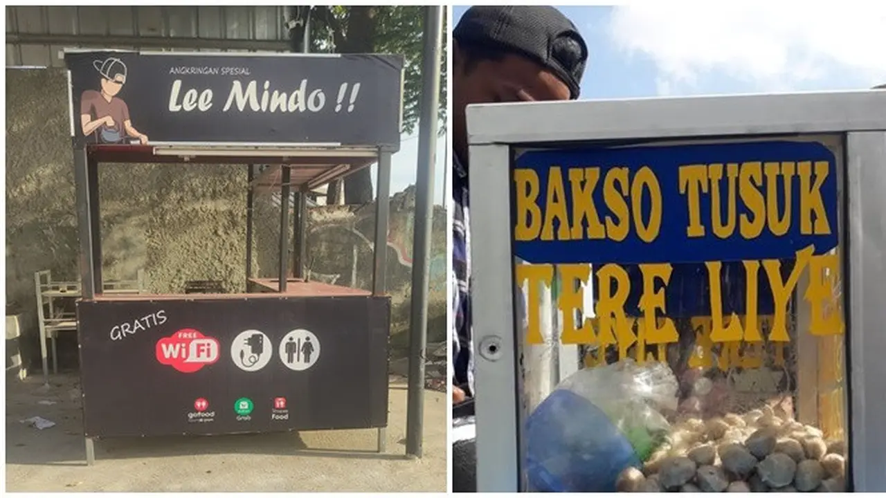 6 Tulisan di Gerobak Jualan dengan Nama Orang Terkenal Ini Bikin Mikir