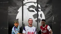 Sergio Aguero, Gareth Bale dan Pierre-Emerick Aubameyang. (Bola.com/Dody Iryawan)