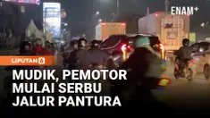 Arus mudik Lebaran mulai terlihat di jalur arteri Pantura Kabupaten Bekasi, Jawa Barat, pada Kamis malam. Sejumlah pemudik dari wilayah Jabodetabek terpantau melintas menuju arah Karawang hingga Jawa Tengah dengan kendaraan roda dua.