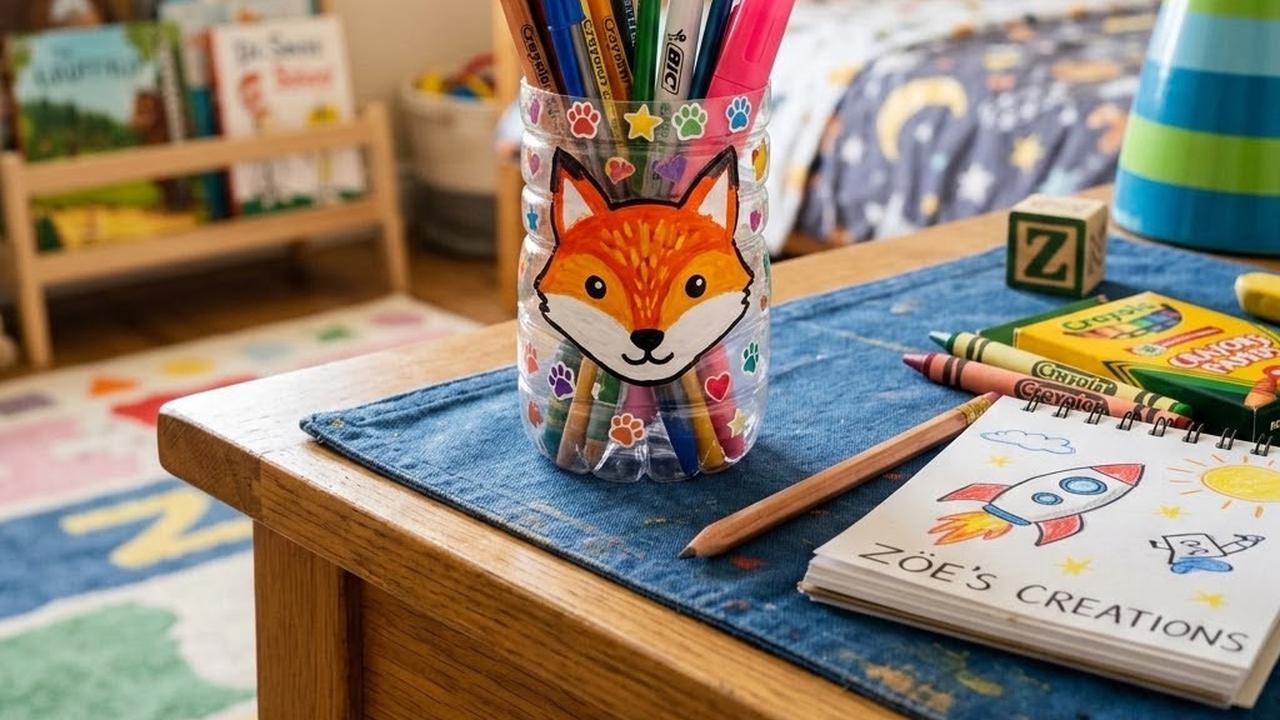 Cara Membuat Tempat Pensil dari Botol Bekas untuk Meja Anak (AI Generated)