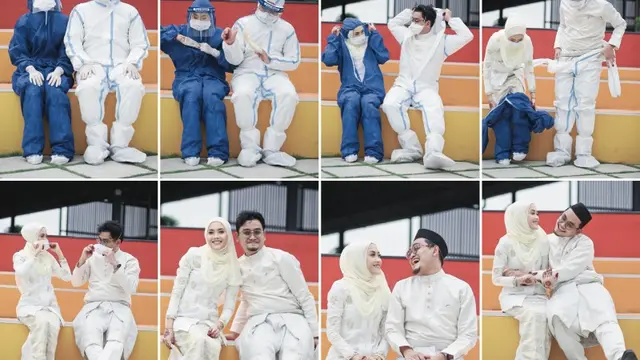 Kisah Asmara di Balik Potret Pernikahan Pasangan Berbaju APD yang Viral