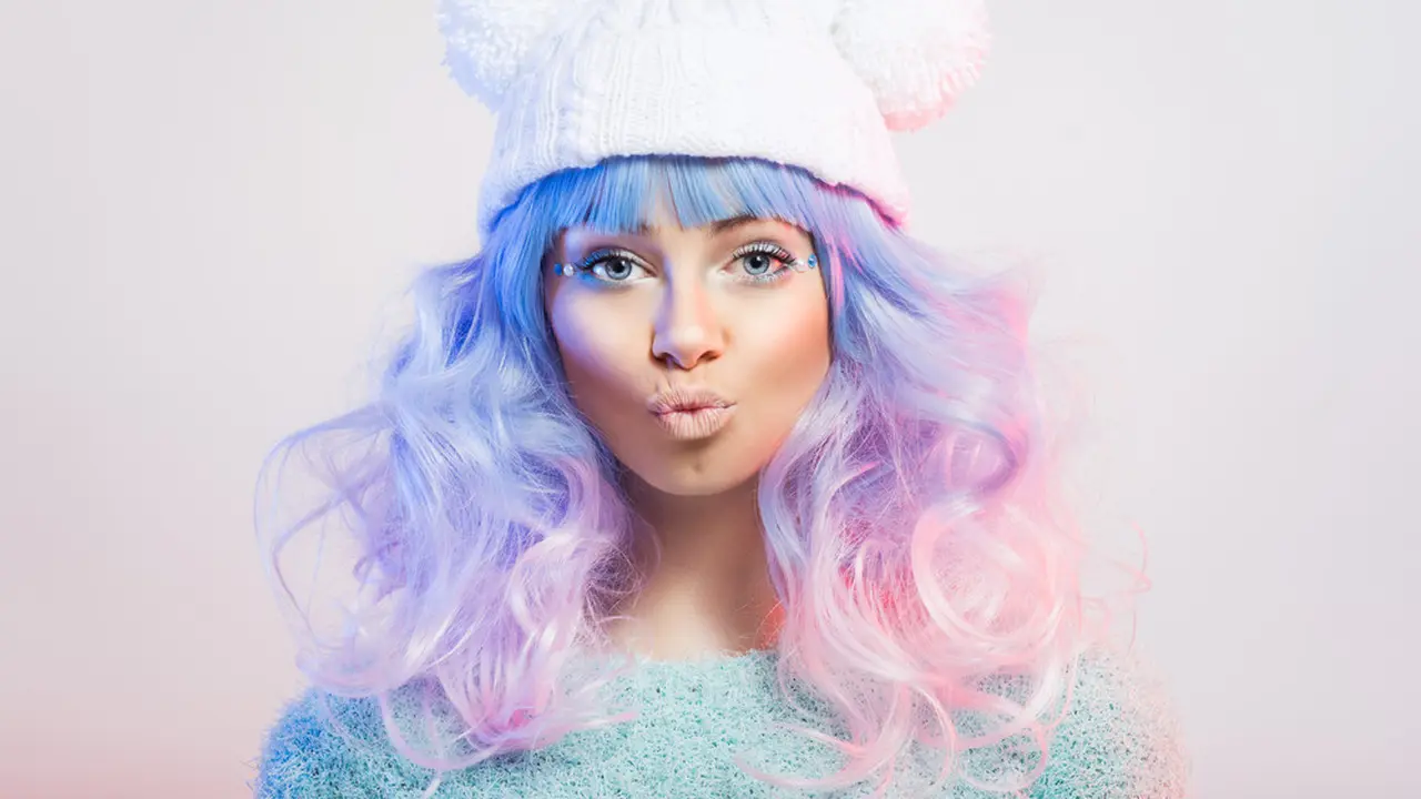 rambut warna biru pink