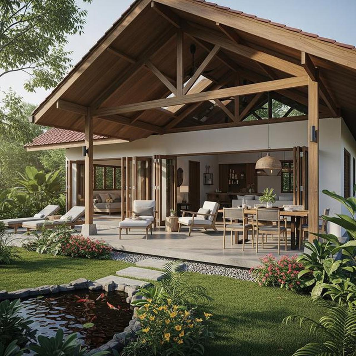 7 Desain Rumah Kampung 1 Lantai dengan Teras Lebar yang Sejuk dan Modern ala Pedesaan Estetik