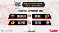 Link Live Streaming MPL Indonesia Season 8 Pekan Ketujuh di Vidio, Minggu 26 September 2021. (Sumber : dok. vidio.com)